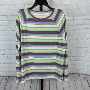 L.L. Bean Women's Everyday SunSmart® Tee, Crewneck Long-Sleeve Stripe Size XL